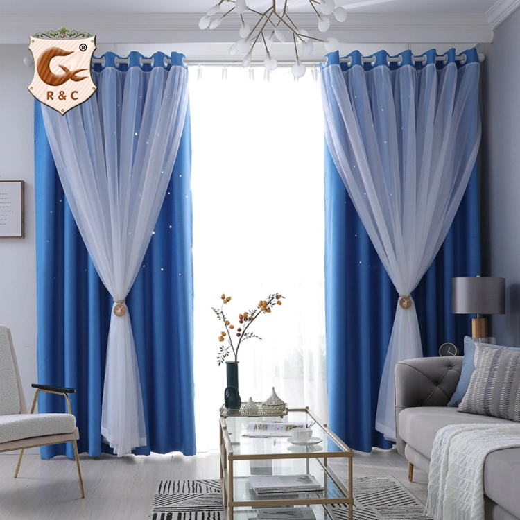 Fashion Star Foil Printed Thermal Blackout Curtains for Bedroom, Ready Block out Window Curtains for Living Room