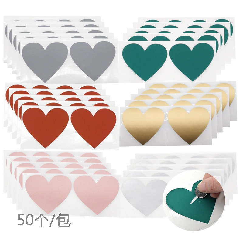 Scratch off Stickers Love Heart Shape Blank for Secret Code Cover Home Game Wedding Message 2.75 Inch*3.14inch