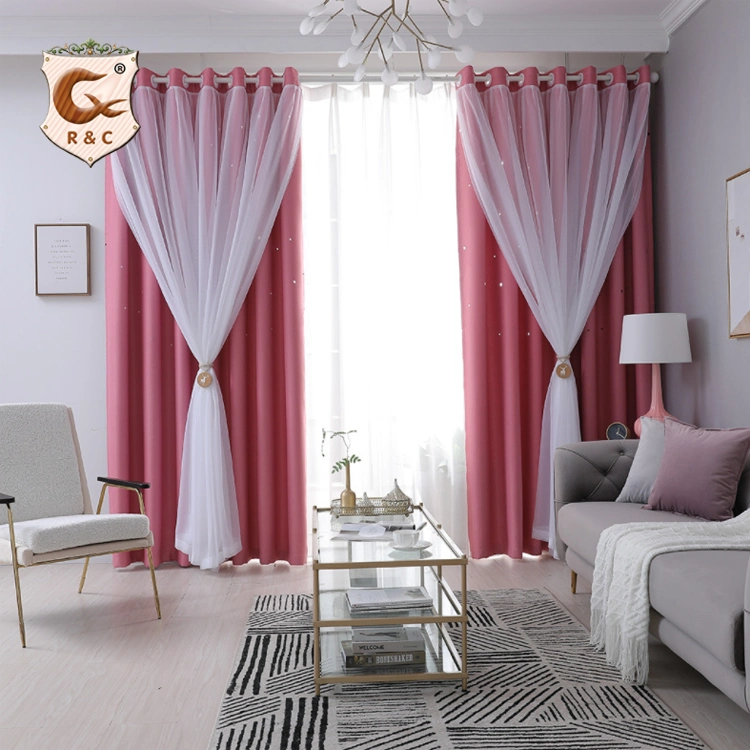 Fashion Star Foil Printed Thermal Blackout Curtains for Bedroom, Ready Block out Window Curtains for Living Room