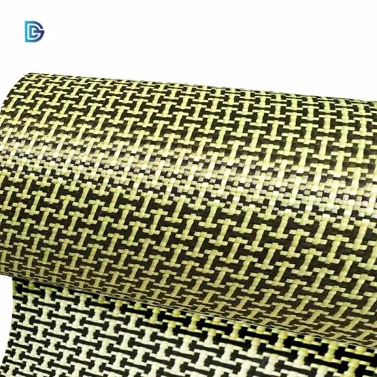China Factory Yellow Black Aramid Fiber Jacquard Fabric I Shape Carbon Fibre H-Shape 3K Aramid Carbon Hybrid Fabric